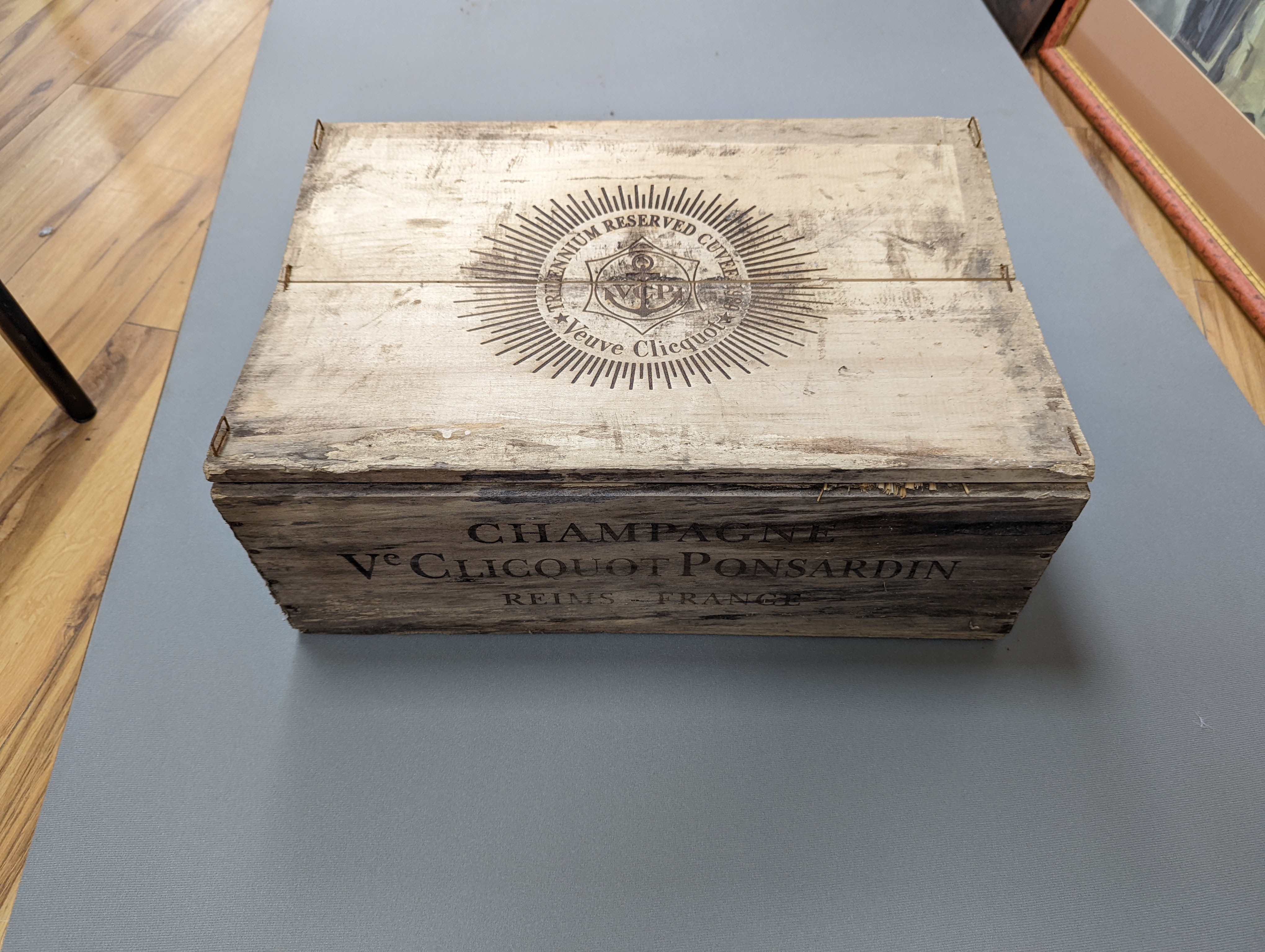 A case of 12 bottles of Veuve Cliquot Trillenium champagne, in OWC.